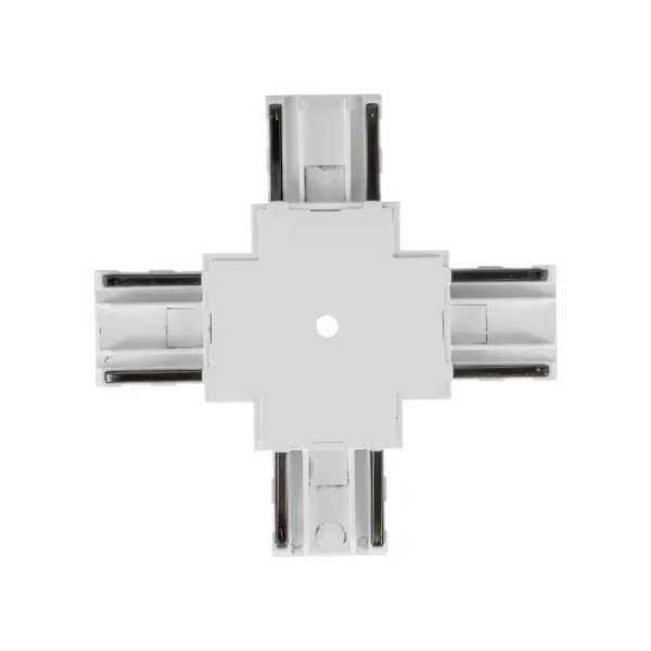 The Trilo Track X-Connector enables flexible wall-to-wall, ceiling-to-ceiling, or ceiling-to-wall track lighting configurations. Its slim profile and easy installation make it ideal for creating dynamic lighting systems in modern spaces. - alternate view