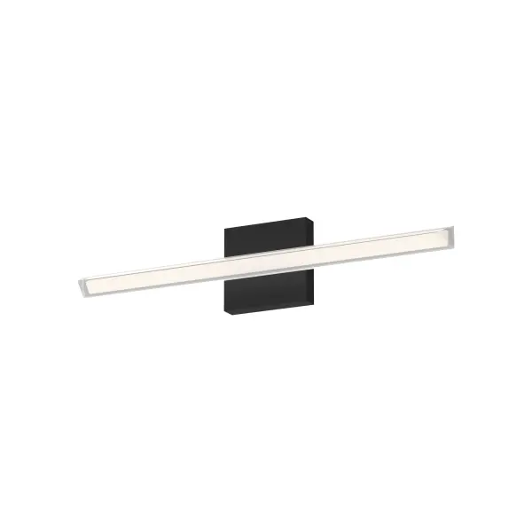 The Saphir vanity light brings contemporary elegance to bathrooms and entryways with its distinctive triangular ribbed diffuser and integrated 3000K LED. Flexible horizontal or vertical mounting adapts to any space. - alternate view