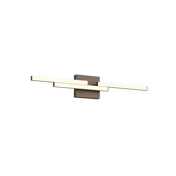 The Anello Minor features two layers of offset metal bands creating a striking architectural profile that transforms from different angles. Integrated 3000K LED provides warm, dimmable illumination perfect for bathroom tasks. - alternate view