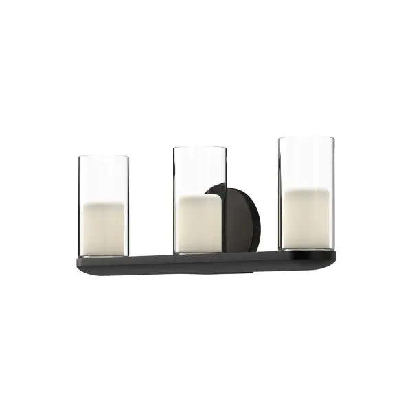 The Birch vanity light delivers romantic candlelight ambiance through clear glass cylinders with frosted diffusers. Integrated LED technology provides warm 3000K lighting in a brushed gold finish that complements contemporary and transitional bathrooms.
