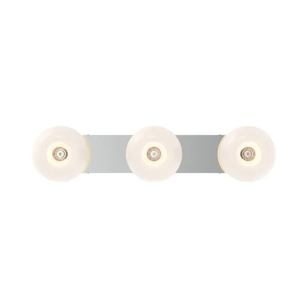 The Samar 32-inch vanity light features gorgeous blown glass shades with ombre finishes that create dynamic visual interest. Its chrome finish and opal glass combination offers versatile styling for modern bathrooms and beyond.