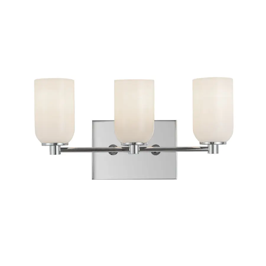 Nola Three Light Vanity in Brushed Gold with Glossy Opal Glass
