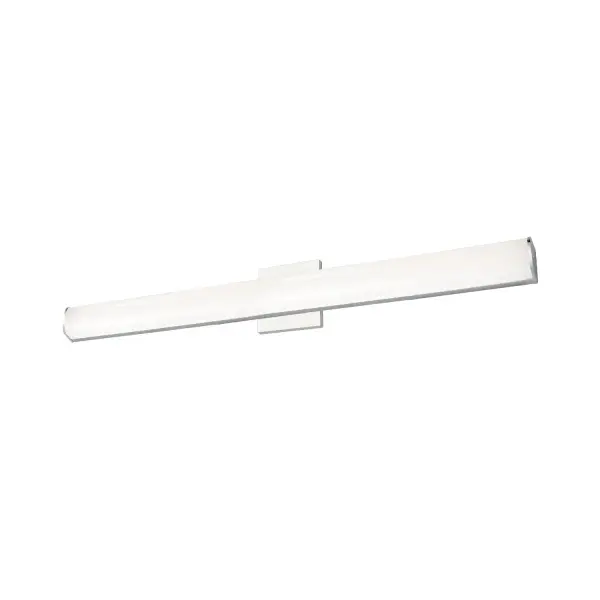 The Longitude vanity light combines minimalist geometric design with practical functionality. Its extruded diffuser provides even, warm LED illumination while the adjustable mounting track allows perfect positioning during installation. - alternate view