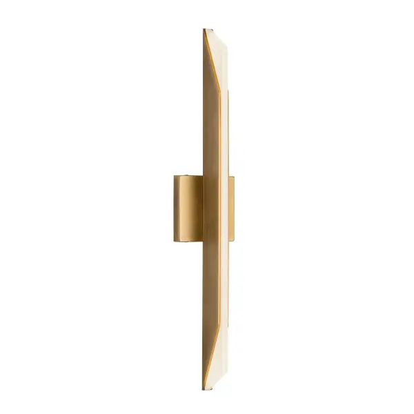 The Tachi vanity light brings geometric sophistication to contemporary bathrooms with its blade-inspired design. Featuring integrated LED light guide technology and frosted acrylic diffusers, it delivers warm, even illumination in a sleek 25-inch profile.