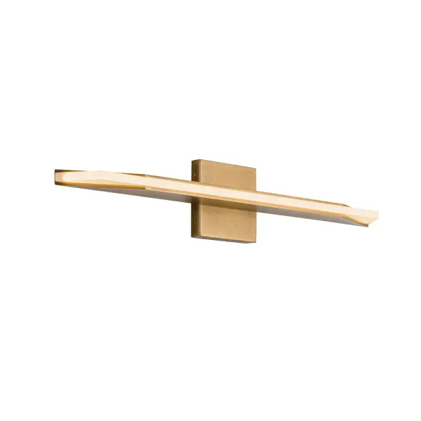 The Tachi vanity light brings geometric sophistication to contemporary bathrooms with its blade-inspired design. Featuring integrated LED light guide technology and frosted acrylic diffusers, it delivers warm, even illumination in a sleek 25-inch profile. - alternate view