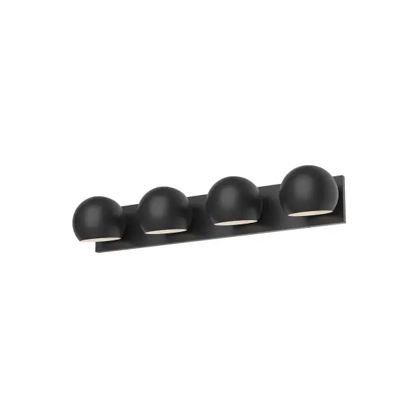 The Willow vanity light combines artistic design with practical functionality, featuring a 31-inch span perfect for medium to large vanities. Its matte black finish and customizable glass options create a contemporary look. - alternate view