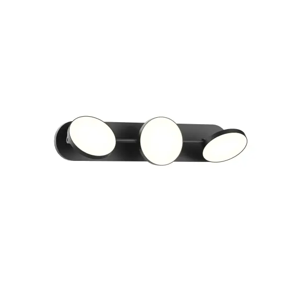 The Novel vanity light features geometric disk illumination on clean-lined structure with adjustable positioning. Integrated LED eliminates bulb replacement while the minimalist design complements modern bathrooms and entryways. - alternate view