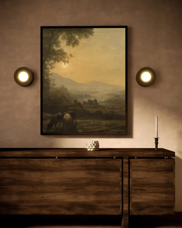 The Arco wall sconce delivers contemporary elegance with its distinctive pill-shaped silhouette and layered frame design. Integrated 3000K LED provides warm, energy-efficient illumination perfect for bathrooms and hallways. - alternate view