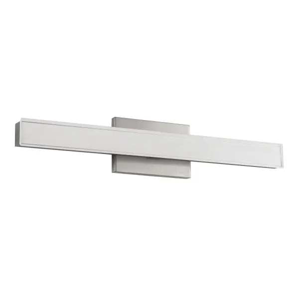 The Garland 24-inch vanity light combines minimalist design with practical functionality. Its double-wall diffuser creates layered, glare-free illumination perfect for grooming tasks, while the integrated LED with 5 CCT options ensures customizable lighting. - alternate view