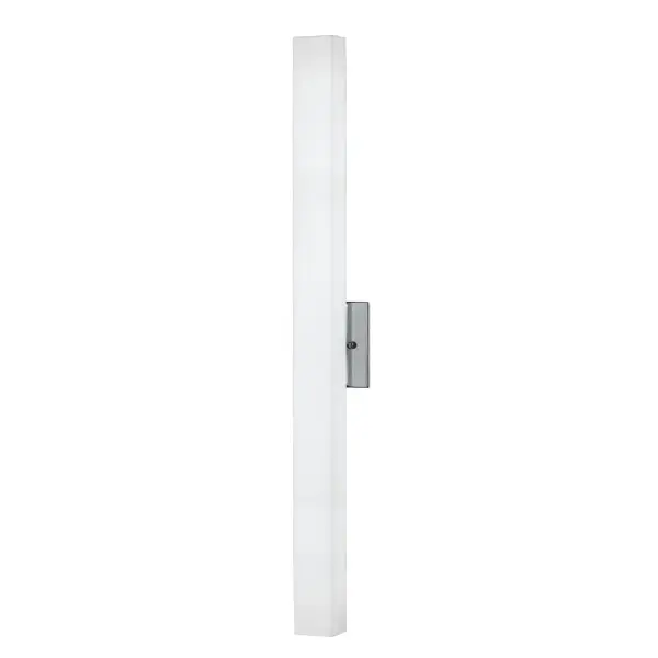 The Melville wall sconce combines contemporary styling with practical LED technology. Its 32-inch rectangular white opal glass diffuser provides even illumination, while the black metal details add modern sophistication.