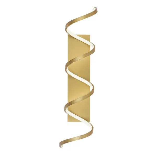 The Synergy wall sconce features a distinctive helical design with integrated LED technology, creating soft ambient lighting through its silicon opal lens. Its 36-inch linear form and versatile mounting make it ideal for modern bathrooms and hallways. - alternate view