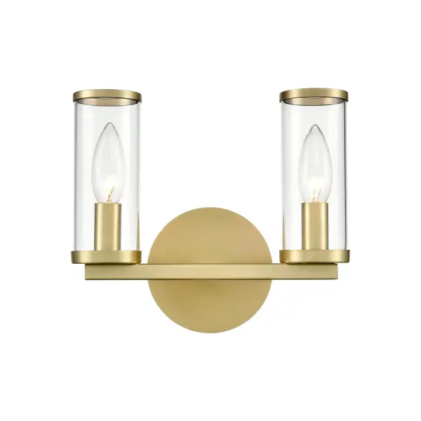 The Revolve vanity light brings vintage elegance to modern bathrooms with clear glass tubes and metal ring accents. Its transitional design works beautifully in traditional and contemporary spaces alike.