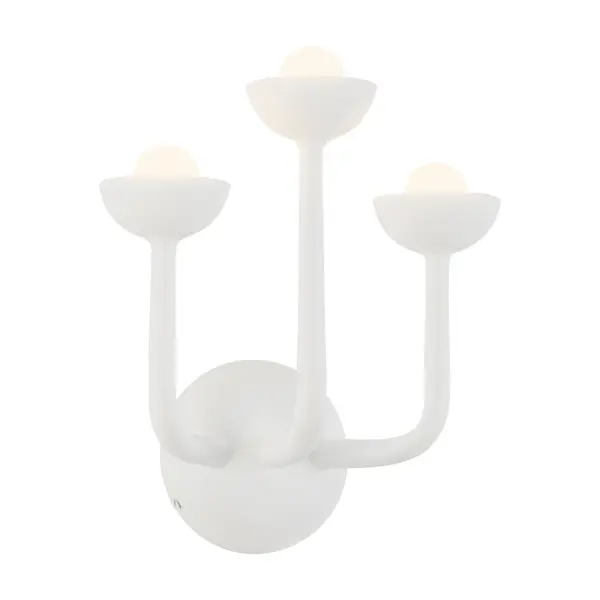 The Spade wall sconce combines timeless antique iron styling with contemporary integrated LED technology. Its bold arched silhouette and luxe Antique White finish bring vintage charm to transitional and organic modern spaces.