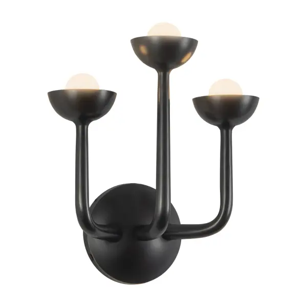 The Spade wall sconce combines timeless antique iron styling with contemporary integrated LED technology. Its bold arched silhouette and luxe Antique White finish bring vintage charm to transitional and organic modern spaces. - alternate view