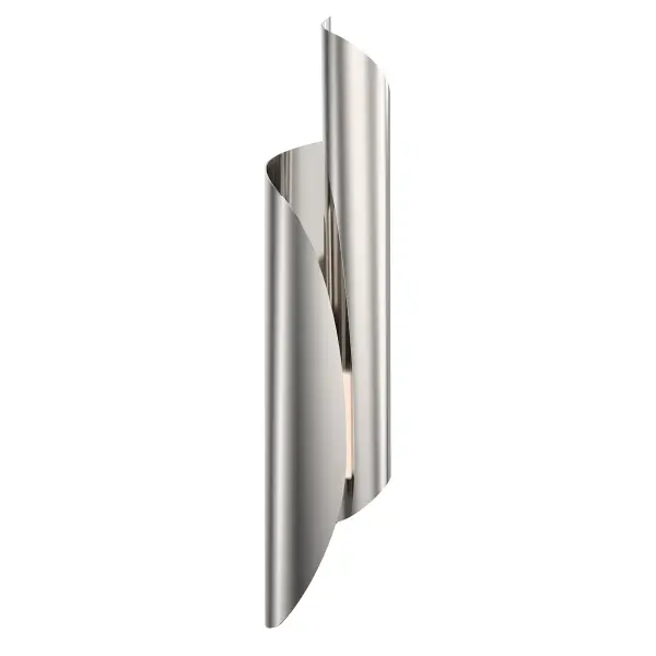 The Parducci vanity light transforms bathroom lighting into an art form with its origami-inspired geometric shades and polished nickel finish. At 26 inches wide, it provides ample illumination while serving as a sculptural focal point.
