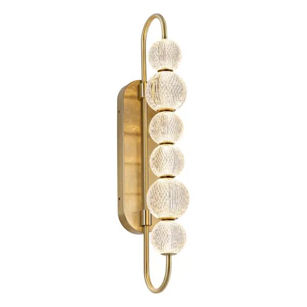 The Marni vanity light brings glamorous sophistication with its meticulously cut-acrylic shades that create glittering beams of light. Perfect for bathrooms and powder rooms, this 28-inch fixture combines transitional elegance with modern LED efficiency.