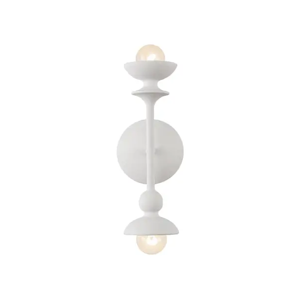 The Cadence vanity light brings abstract sculptural design to everyday spaces with its asymmetrical yet balanced organic shapes. The textural Antique White finish adds warmth and sophistication to bathrooms and powder rooms.
