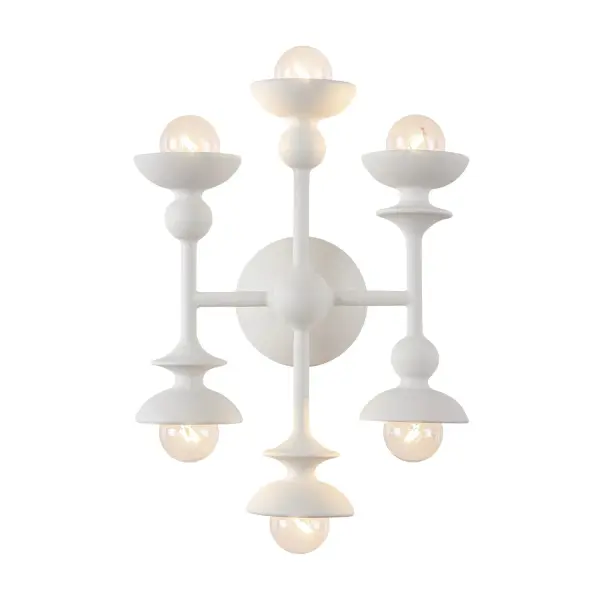 The Cadence vanity light brings abstract sculptural design to everyday spaces with its asymmetrical yet balanced organic shapes. The textural Antique White finish adds warmth and sophistication to bathrooms and powder rooms.