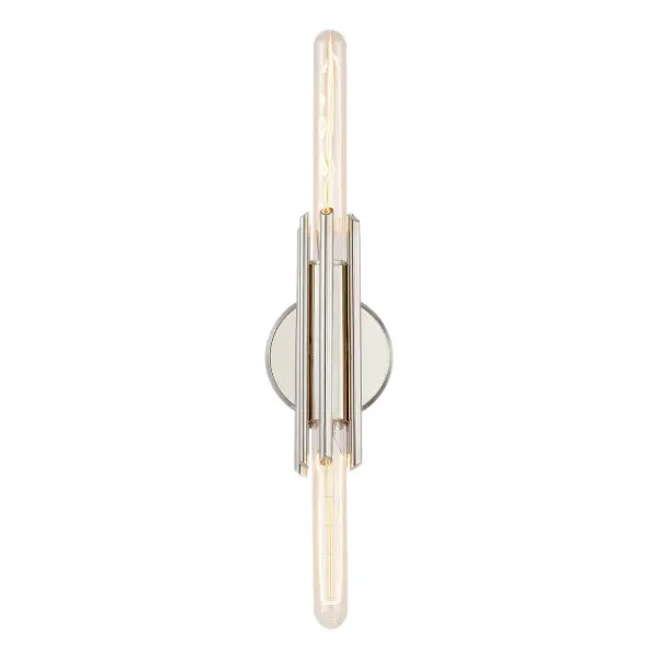 The Torres 11-inch vanity light brings brutalist architectural influence to bathroom and hallway spaces. Featuring elegantly forged metalwork in matte black with optional ribbed crystal shades, it offers versatile mounting and modern transitional appeal.