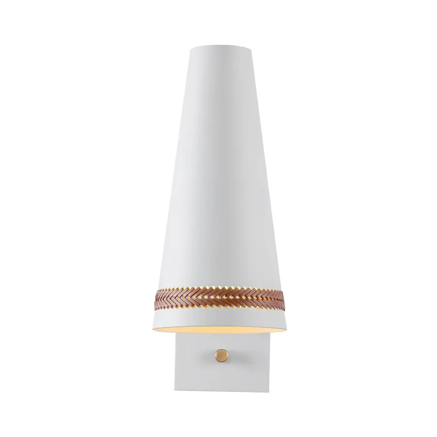 Brickell 5-Light Wall/Vanity Light in Matte White with Hazelnut Leather - Image 4