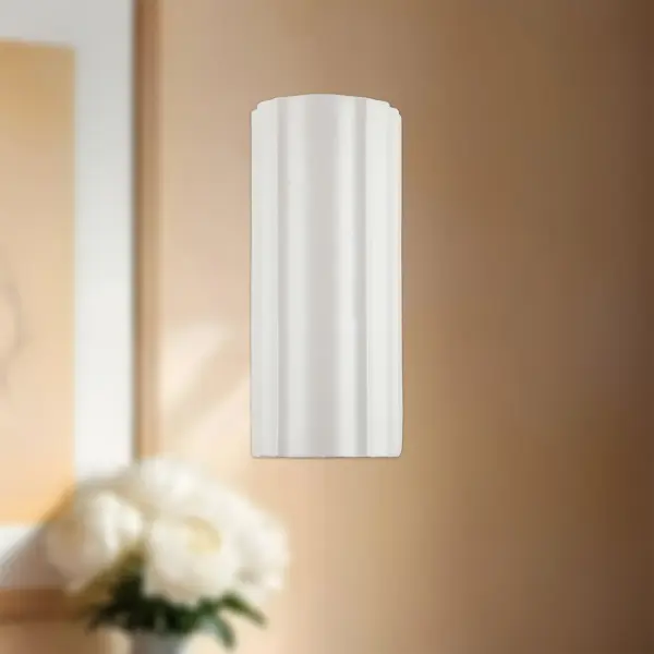 The Martine vanity light brings 1930s-40s cast plaster charm to modern spaces with its organic wave-like carvings and textured antique white finish. Perfect for bathrooms and powder rooms seeking artistic sophistication. - alternate view