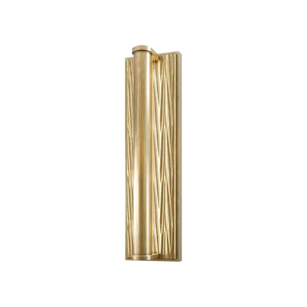 The Kensington vanity light brings high-fashion jewelry aesthetics to bathroom lighting with textured steel elements and an Urban Bronze finish. Integrated LED with 2700K warm light provides energy-efficient illumination.