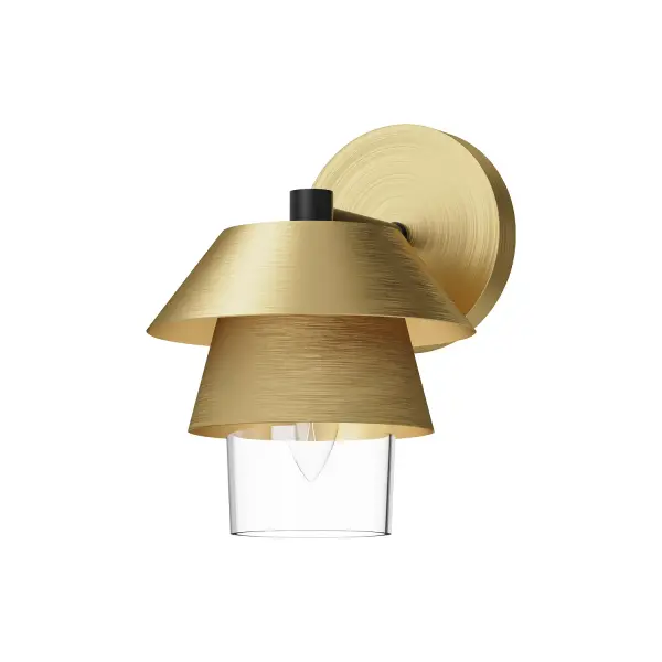 The Tetsu brings Japandi style to your bathroom with meticulously stacked metallic shades and clean glass accents. Its 6-inch profile offers sophisticated lighting perfect for modern and transitional spaces. - alternate view