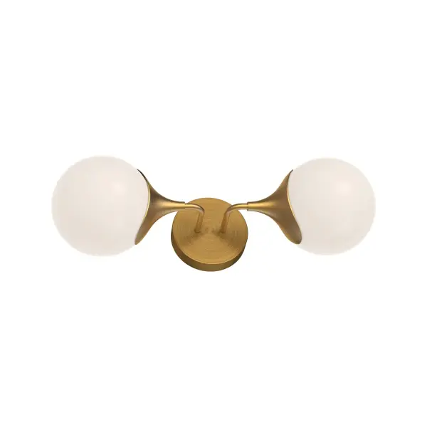 The Nouveau collection brings 1920s-30s Parisian chic to your space with Art Nouveau-inspired curved metal detailing and vintage structure. This versatile 19-inch vanity light offers luxe aged gold finish with opal matte glass. - alternate view
