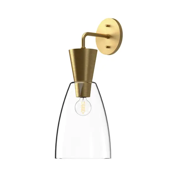 Inspired by 1950s silhouettes from Parisian runways, the Arlo Collection features timeless elements mixed with modern sensibilities. Arlo is composed of a geometric, "hourglass" figure combining luxe metallic embellishments and stunning clear glass shades. While remaining timeless and simple, this collection is sure to bring couture style to your space. 60W E26 or equivalent bulb required, not included Designed for bathroom, powder room, entryway, hallway, and beyond Classic Style with Decorative Details Installation hardware included Easy assembly instructions included in box Can be mounted up or down