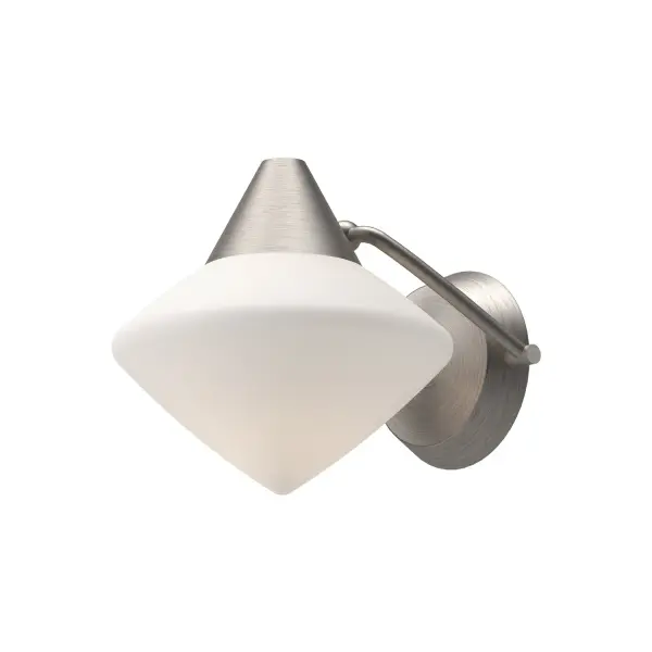The Nora vanity light brings 1950s schoolhouse style into contemporary spaces with its distinctive star-shaped opal glass and brushed nickel finish. Perfect for bathrooms and powder rooms seeking vintage-inspired character.