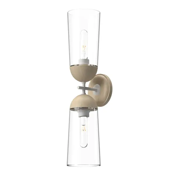 The Emil vanity light combines natural walnut wood with aged gold metallic detailing for a stunning organic aesthetic. Its compact 5-inch size and versatile mounting options make it perfect for bathrooms and hallways.