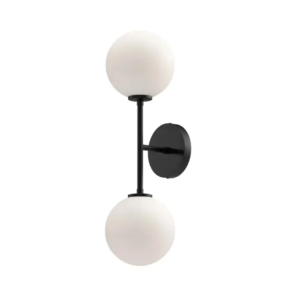 The Cassia brings playful mid-century style to bathroom and hallway spaces with its Sputnik-inspired arms and clear glass globes. The aged gold finish adds warmth while the versatile mounting options allow horizontal or vertical installation. - alternate view