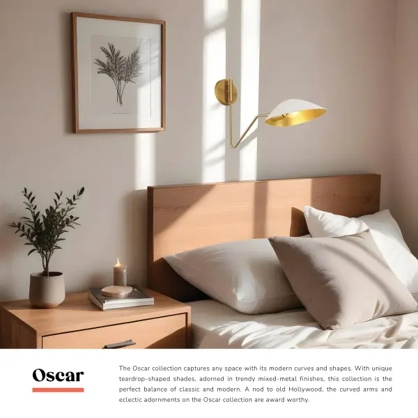 The Oscar 6-Light vanity light brings old Hollywood elegance to contemporary spaces with its distinctive teardrop glass shades and trendy mixed-metal finish. Perfect for making a statement in bathrooms and powder rooms. - alternate view