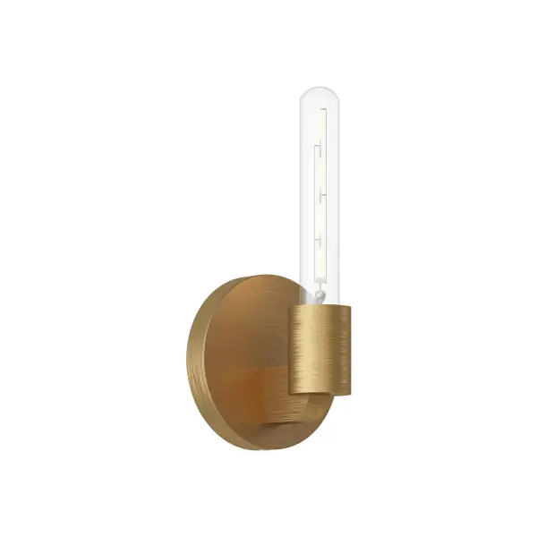 The Claire vanity light blends minimal Bauhaus sophistication with Art Deco details, featuring forged metal arms and refined accents. Its timeless design and aged gold finish make it versatile for bathrooms and beyond. - alternate view