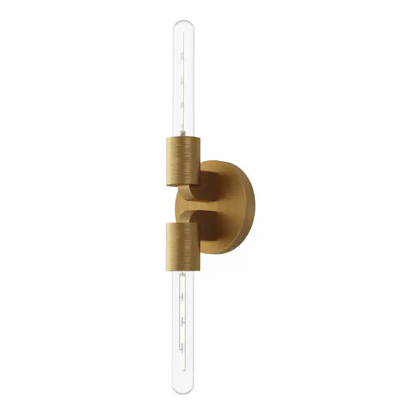The Claire vanity light blends minimal Bauhaus sophistication with Art Deco details, featuring forged metal arms and timeless design. Perfect for bathrooms and hallways, it offers versatile mounting and classic style. - alternate view