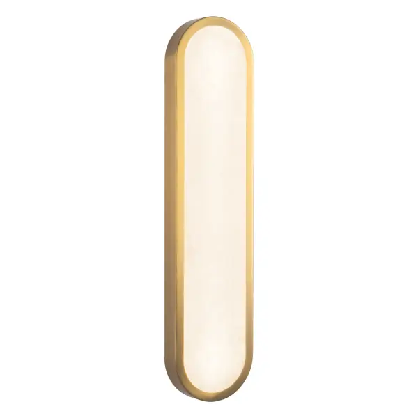 The Evelyn Pill-Shaped Wall Sconce combines organic design with cutting-edge functionality. Its natural alabaster diffuser creates soft, sophisticated lighting while the 5-color temperature LED allows complete ambiance control from warm to cool white.