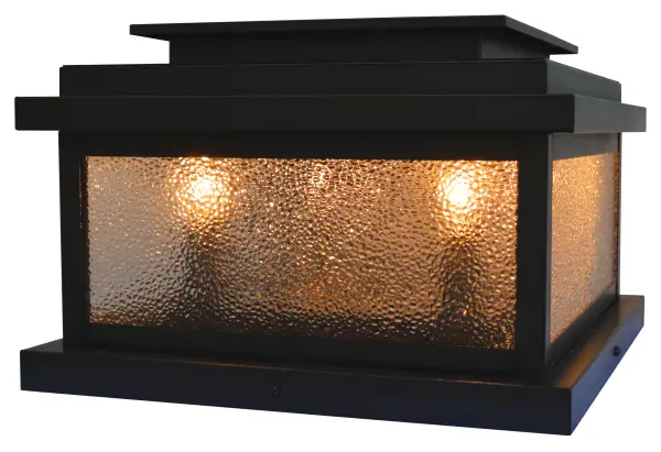 The Bournemouth 14" column mount brings timeless Craftsman style to outdoor spaces with handcrafted dew drop glass and durable bronze finish. Four-light design provides ample illumination for entryways and pathways.
