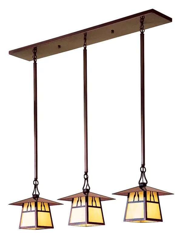 8" carmel 3 light in-line chandelier with t-bar overlay