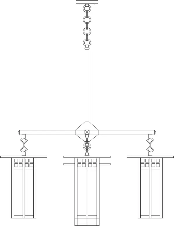 9" glasgow long body 4 light chandelier, center light