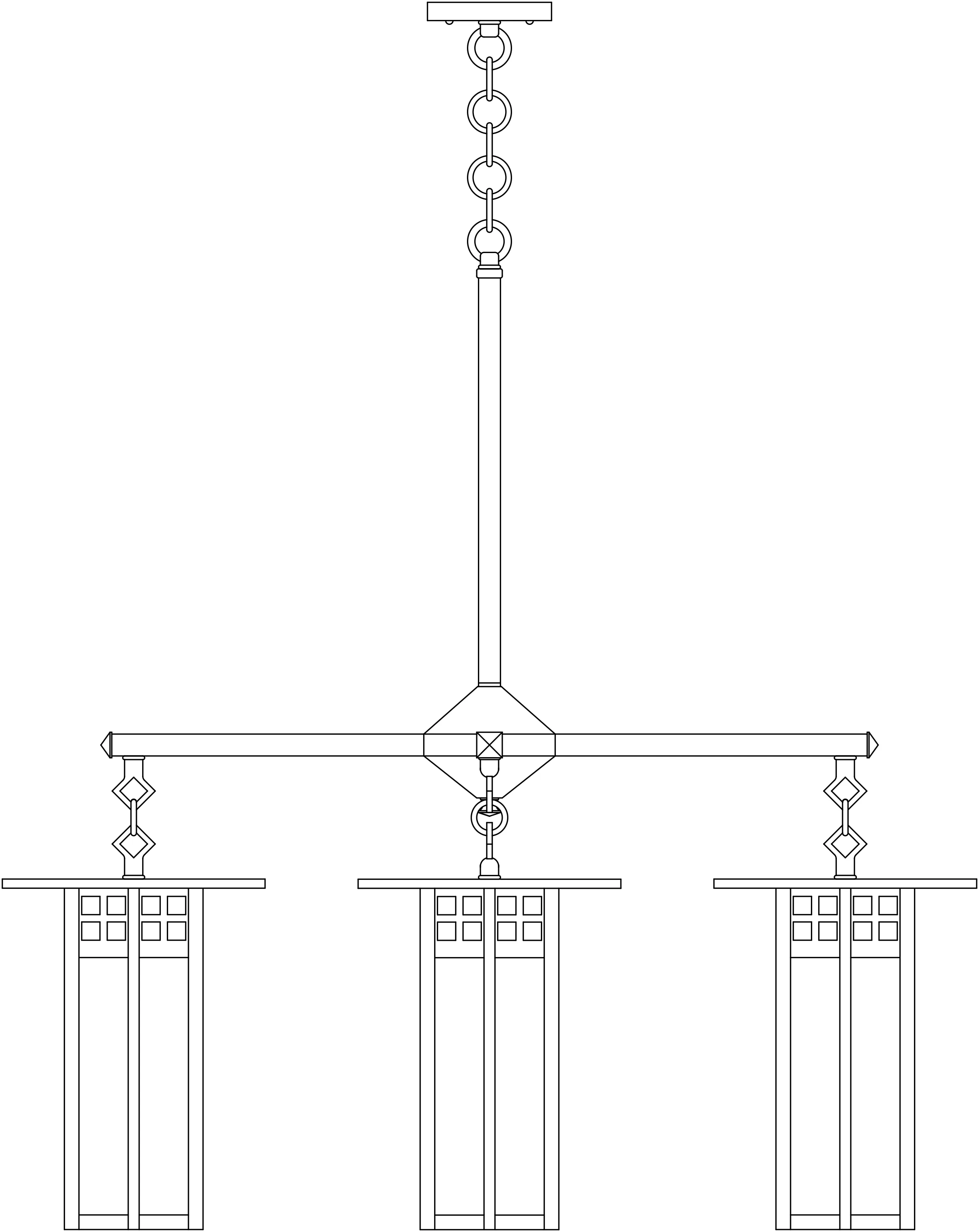 9" Glasgow Long Body 4 Light Chandelier