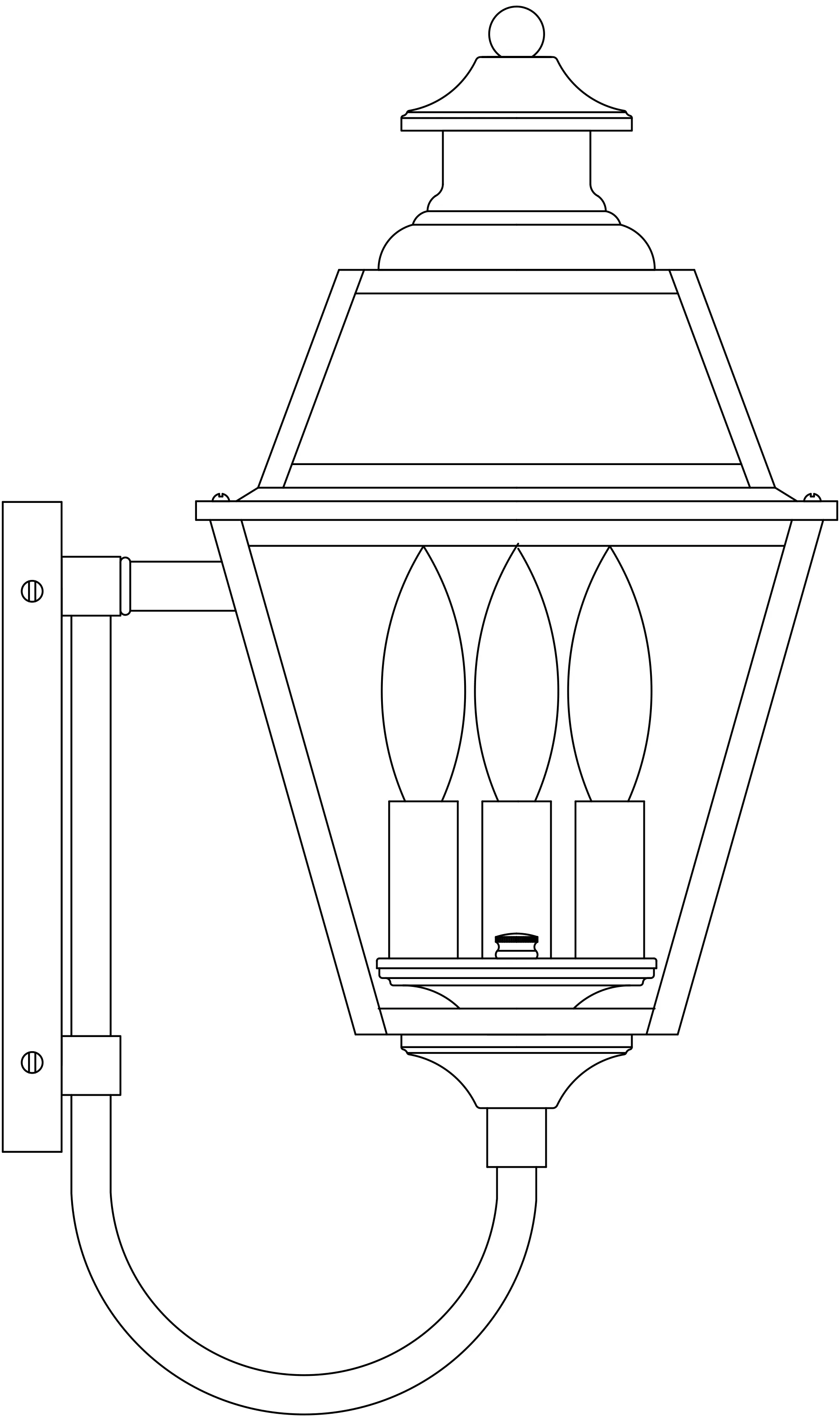 8" Inverness Wall Mount With Glass Roof