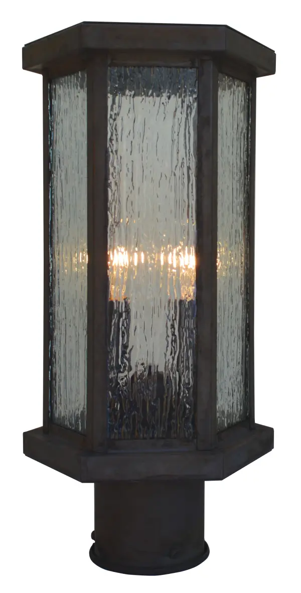The Lyon 7" Post Mount combines Mission-style craftsmanship with Rain Mist glass for warm, diffused outdoor lighting. Its compact 7" width and dual-bulb design make it ideal for pathways, driveways, and entryways.