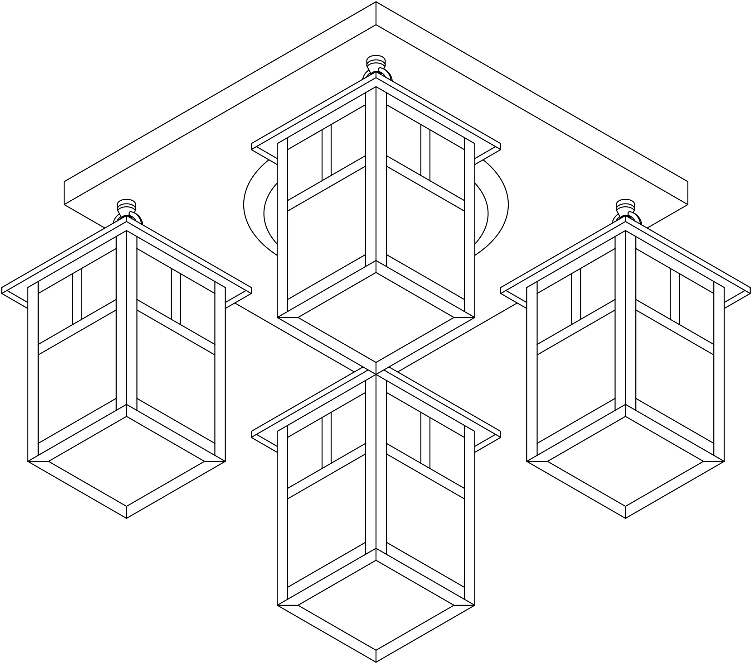 5" mission 4 light ceiling mount with T-bar overlay