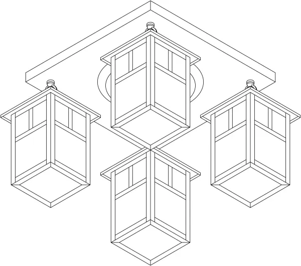 5" mission 4 light ceiling mount with T-bar overlay