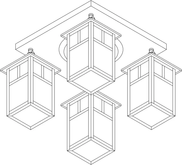 6" mission 4 light ceiling mount with T-bar overlay