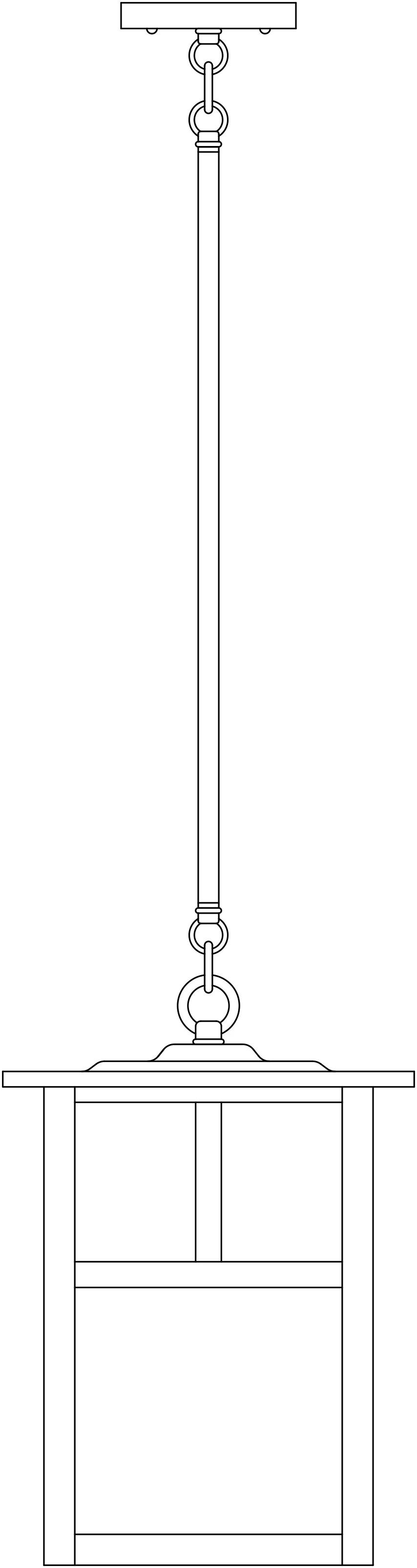 10" Mission Stem Hung Pendant With T-Bar Overlay