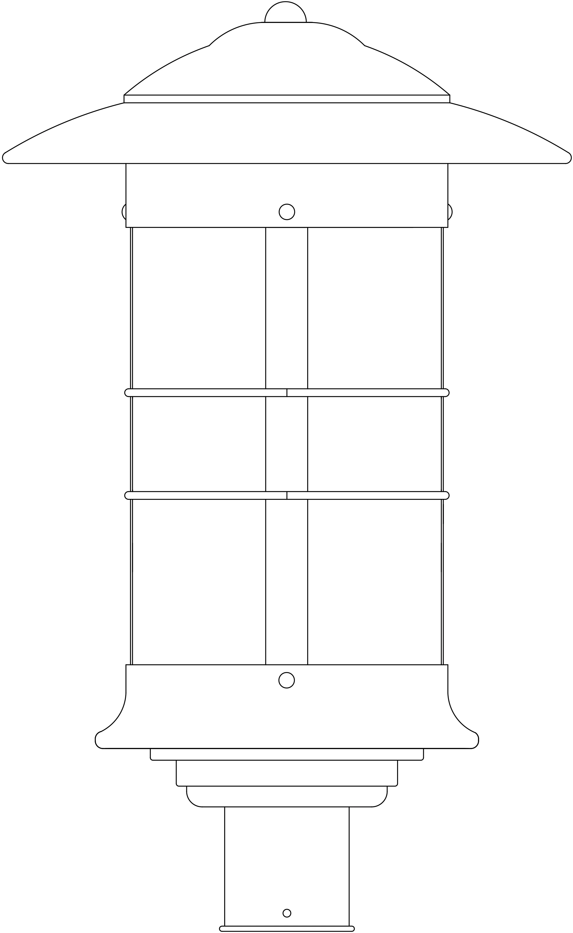 14" Newport Long Body Post Mount Fixture