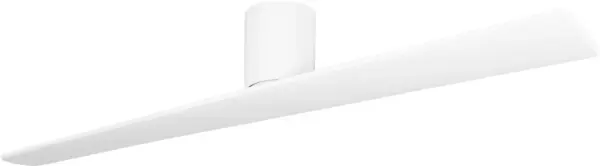 Peter Bristol's Plank Smart fan transforms a single twisted balsawood plank into an elegant two-blade design. The flush-mount hugger style suits low ceilings while app control adds modern convenience. Damp-rated versatility.