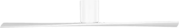 Peter Bristol's Plank Smart fan transforms a single twisted balsawood plank into an elegant two-blade design. The flush-mount hugger style suits low ceilings while app control adds modern convenience. Damp-rated versatility. - alternate view