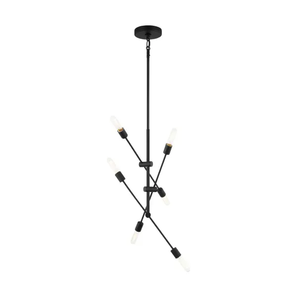 Axis Six Light Chandelier in Midnight Black